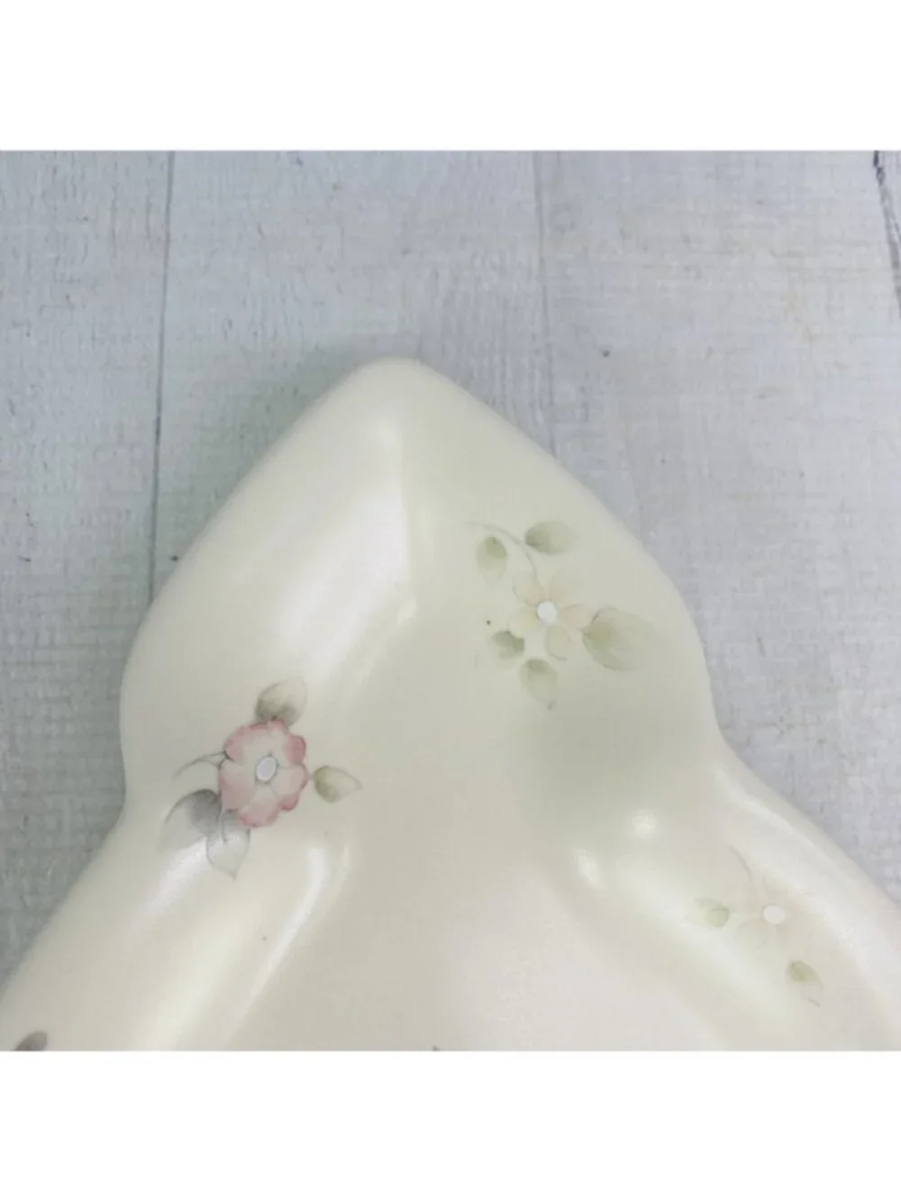 1980's Pfaltzgraff TEA ROSE Pink Roses Blue Flowers Stoneware Tree Shape Dish